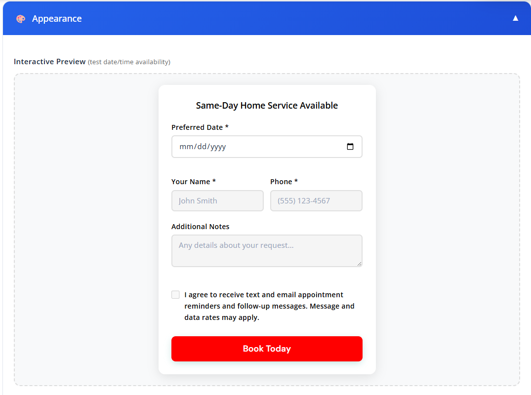 Online Booking Widget for service businesses